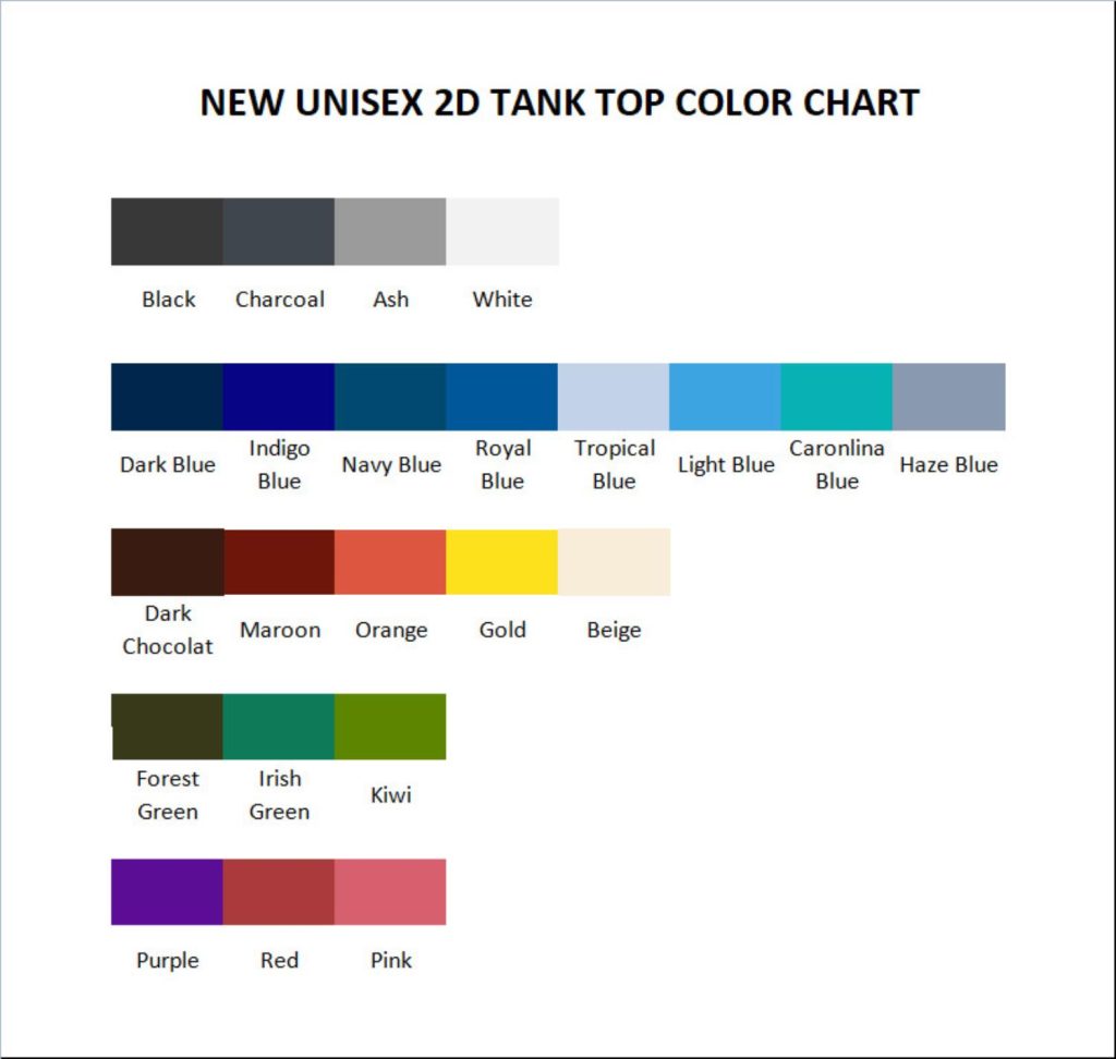 tank top color chart - Asap Rocky Shop